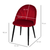 HOMCOM-Set-2-Sedie-Sala-da-Pranzo-e-Soggiorno-Imbottite-Design-Nordico-ed-Ergonomico-in-Metallo-e-Velluto-52x54x79-cm-Rosso