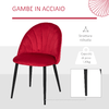 HOMCOM-Set-2-Sedie-Sala-da-Pranzo-e-Soggiorno-Imbottite-Design-Nordico-ed-Ergonomico-in-Metallo-e-Velluto-52x54x79-cm-Rosso