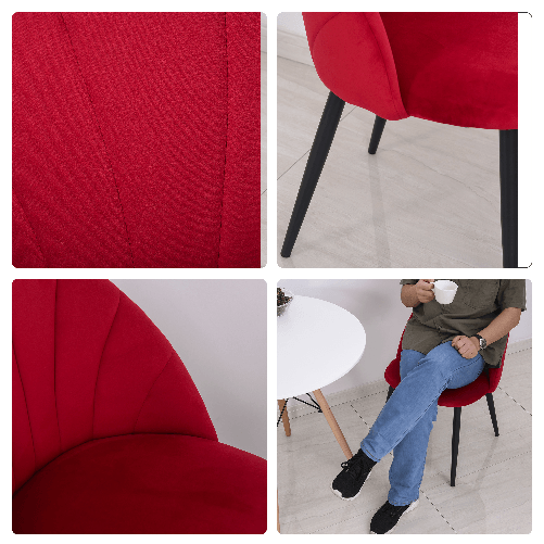 HOMCOM-Set-2-Sedie-Sala-da-Pranzo-e-Soggiorno-Imbottite-Design-Nordico-ed-Ergonomico-in-Metallo-e-Velluto-52x54x79-cm-Rosso