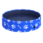 PawHut Piscina Rigida per Cani Taglia Piccola 25kg in Plastica Dura e Antiscivolo per Giardino o Interni, Blu Φ80x20cm