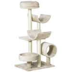 PawHut Albero per Gatti con Cucce e Tunnel multi-livello Beige 50x40x105 cm