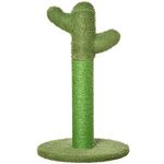 PawHut Albero Tiragraffi per Gatti a Forma di Cactus con Corde in Sisal, 40x40x65cm, Verde