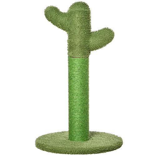 PawHut-Albero-Tiragraffi-per-Gatti-a-Forma-di-Cactus-con-Corde-in-Sisal-40x40x65cm-Verde