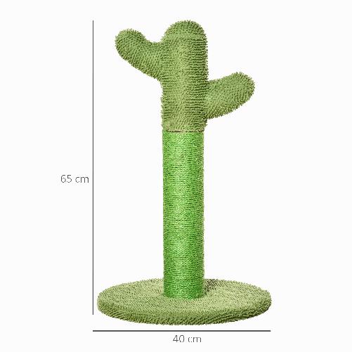 PawHut-Albero-Tiragraffi-per-Gatti-a-Forma-di-Cactus-con-Corde-in-Sisal-40x40x65cm-Verde