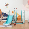 HOMCOM-Scivolo-per-Bambini-con-Altalena-Regolabile-Canestro-e-Palle-per-Cameretta-e-Giardino-149x186x98cm-Blu-e-Arancione