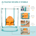 HOMCOM-Scivolo-per-Bambini-con-Altalena-Regolabile-Canestro-e-Palle-per-Cameretta-e-Giardino-149x186x98cm-Blu-e-Arancione