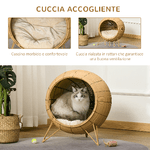 PawHut-Cuccia-per-Gatti-Cesta-per-Gatti-Adulti-fino-5kg-Cesta-in-Vimini-Sintetico-Rialzata-Marrone-Chiaro