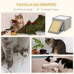 PawHut-Cuccia-per-Gatti-Pieghevole-e-Portatile-Casetta-per-Gatti-con-Pannello-Tiragraffi-2-Cuscini-e-Pallina-in-Peluche-e-Tessuto-Grigio