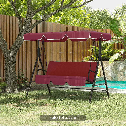 Outsunny-Tettuccio-di-Ricambio-per-Dondolo-in-Poliestere-con-Protezione-UV50--192x144cm-Rosso