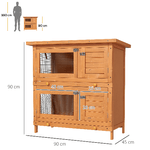 PawHut-Gabbia-a-Due-Piani-per-Conigli-Conigliera-da-Esterno-in-Legno-di-Abete-90x45x90-cm-Legno-e-Verde