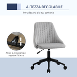 Vinsetto-Sedia-da-Ufficio-in-Velluto-Grigio-con-Altezza-Regolabile-Sedia-Ergonomica-Girevole-a-360°-e-Ruote-50x58x77-87cm