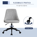 Vinsetto-Sedia-da-Ufficio-in-Velluto-Grigio-con-Altezza-Regolabile-Sedia-Ergonomica-Girevole-a-360°-e-Ruote-50x58x77-87cm