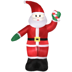 Outsunny Babbo Natale Gonfiabile con Luci LED e Gonfiatore Incluso, 155x85x240cm