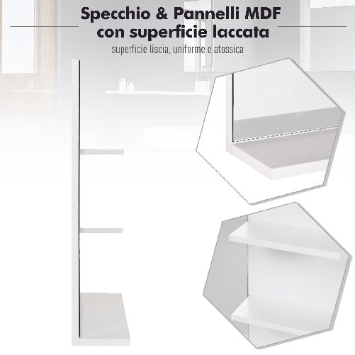 kleankin-Mobiletto-Pensile-Bagno-con-Specchio-e-3-Ripiani-in-MDF-Bianco-60-x-10-x-48cm