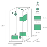 Outsunny-Serra-Idroponica-per-Interni-Tessuto-Riflettente-e-Prese-d-Aria-Porte-e-Finestre-90x60x135cm-Nero-e-Verde