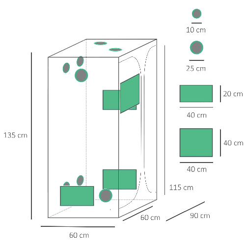 Outsunny-Serra-Idroponica-per-Interni-Tessuto-Riflettente-e-Prese-d-Aria-Porte-e-Finestre-90x60x135cm-Nero-e-Verde