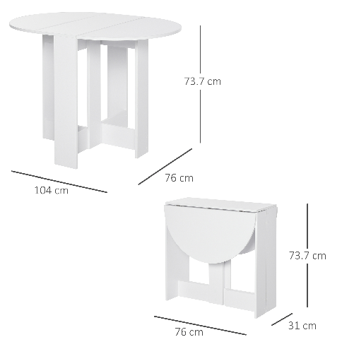HOMCOM-Tavolino-Pieghevole-Pranzo-Tavolo-Consolle-Salvaspazio-per-2-Persone