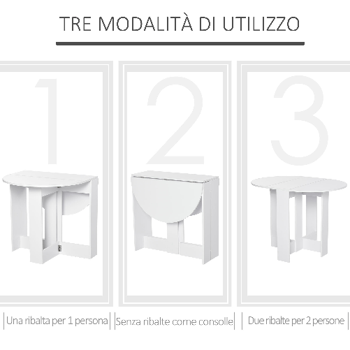 HOMCOM-Tavolino-Pieghevole-Pranzo-Tavolo-Consolle-Salvaspazio-per-2-Persone