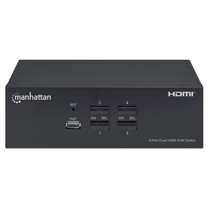 Manhattan-153539-switch-per-keyboard-video-mouse-kvm-Nero--HDMI-KVM-SWITCH-4-PORT--USB-A---4K-30HZ-WITH-CABLES-AUDIO-