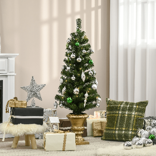 HOMCOM-Albero-di-Natale-Artificiale-da-120cm-con-60-Luci-LED-e-140-Rami-per-Interni-Verde