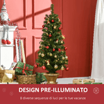 HOMCOM-Albero-di-Natale-Artificiale-da-120cm-con-60-Luci-LED-e-140-Rami-per-Interni-Verde