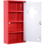 HOMCOM Cassetta Porta Medicine Armadietto Medicinali 4 Livelli Porta in Vetro 60×30×12cm Rosso