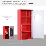 HOMCOM-Cassetta-Porta-Medicine-Armadietto-Medicinali-4-Livelli-Porta-in-Vetro-60×30×12cm-Rosso