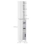 kleankin-Colonna-Bagno-con-Mensole-e-Armadietti-Mobile-Alto-Salvaspazio-in-Legno-15x17x120cm-Bianco-e-Grigio