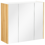 kleankin Armadietto Specchiera Bagno a 3 Ante con Mensole Regolabili, 68x22x60cm, Bianco