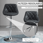 HOMCOM-Set-2-Sgabelli-da-Bar-di-Design-Girevoli-con-Altezza-Regolabile---Nero