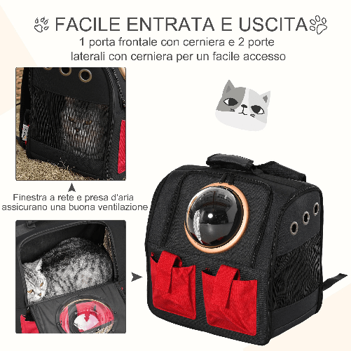 PawHut-Zaino-con-Oblo-per-Gatti-e-Cani-di-Piccola-Taglia-Pieghevole-in-Tessuto-Oxford-Nero-e-Rosso-38x24x38cm