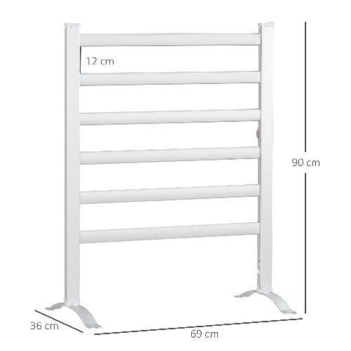 HOMCOM-Scaldasalviette-Elettrico-da-140W-a-6-Barre-con-Temperatura-45°C-55°C-in-Alluminio-69x36x90-cm-Argento