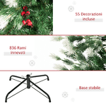 HOMCOM-Albero-di-Natale-Artificiale-180cm-Innevato-con-Neve-Finta-e-Bacche-Rosse