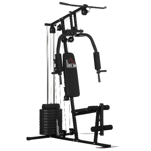 HOMCOM-Stazione-Fitness-con-Pesi-da-45kg-per-Allenamento-a-Casa-135x103x210cm-Nero