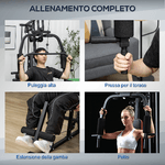 HOMCOM-Stazione-Fitness-con-Pesi-da-45kg-per-Allenamento-a-Casa-135x103x210cm-Nero