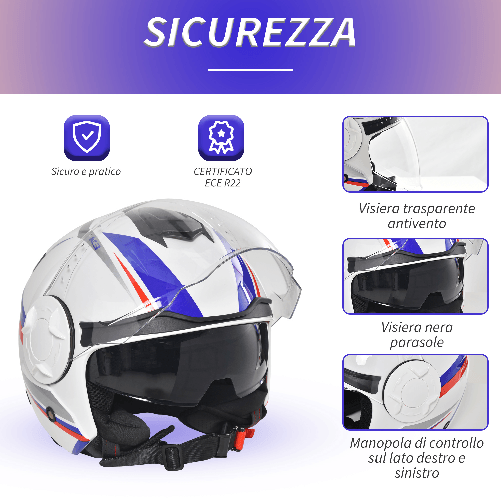 HOMCOM-Casco-Moto-Jet-Semi-Integrale-con-Visiera-Esterna-e-Parasole-Certificato-ECE-R22-Taglia-S---Bianco