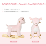 HOMCOM-Dondolo-a-forma-di-cervo-per-Bambini-36-72-Mesi---Rosa