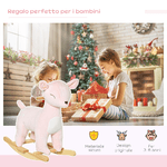 HOMCOM-Dondolo-a-forma-di-cervo-per-Bambini-36-72-Mesi---Rosa