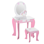 HOMCOM-Specchiera-Giocattolo-Toeletta-con-Cassetto-e-Sgabello-in-Legno-Giochi-per-Bambine-3-6-Anni-Rosa-e-Bianco