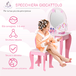 HOMCOM-Specchiera-Giocattolo-Toeletta-con-Cassetto-e-Sgabello-in-Legno-Giochi-per-Bambine-3-6-Anni-Rosa-e-Bianco