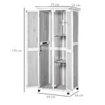 Outsunny-Casetta-Porta-Attrezzi-in-Legno-di-Abete-a-3-Livelli-con-Tetto-in-Bitume-77x58x175-cm-Grigio