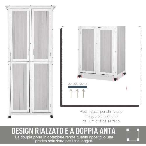 Outsunny-Casetta-Porta-Attrezzi-in-Legno-di-Abete-a-3-Livelli-con-Tetto-in-Bitume-77x58x175-cm-Grigio