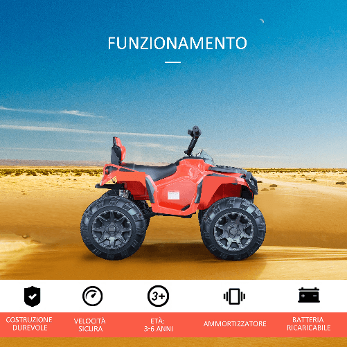 HOMCOM-Quad-per-Bambini-Elettrico-12V-2-Velocita-3-5km-h-Presa-USB-Rosso