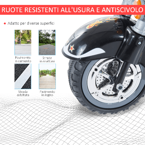 HOMCOM-Moto-Elettrica-per-Bambini-con-3-Ruote-6V-Nero