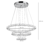 HOMCOM-Lampadario-a-Sospensione-con-3-Anelli-Regolabili-Luci-a-LED-e-Cristalli-Ø60-x-110cm