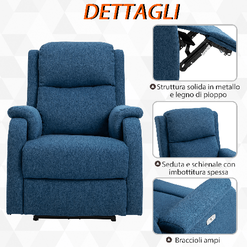 HOMCOM-Poltrona-Relax-Elettrica-con-Schienale-Reclinabile-160°-Poggiapiedi-e-Porta-USB-Lino-Blu