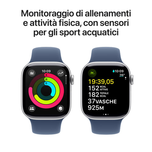 Apple-Watch-Series-10-Serie-10-GPS-42mm-Cassa-in-Alluminio-Color-Argento-con-Denim-Sport-Band---S-M