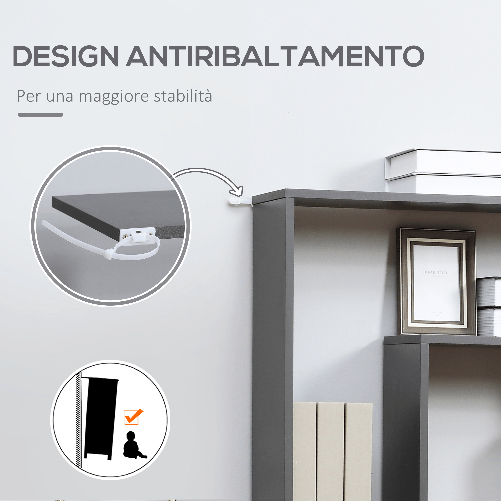 HOMCOM-Libreria-Moderna-in-Legno-Truciolato-con-Ripiani-Irregolari-per-Camera-da-Letto-Studio-e-Soggiorno-125x22x129-cm