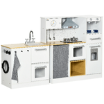 HOMCOM Cucina Giocattolo 2 Pezzi per Bambini 3-6 Anni con Utensili da Cucina, Luci ed Effetti Sonori, in MDF e PP