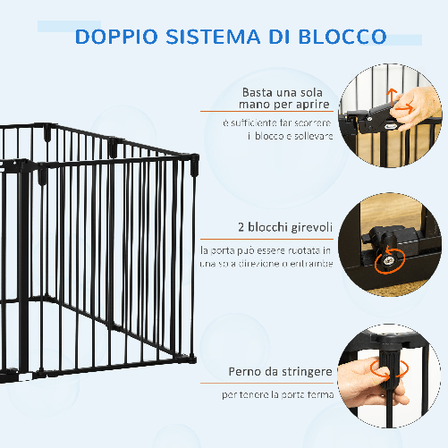 PawHut-Cancelletto-di-Sicurezza-Pieghevole-8-Sezioni-Cancellino-Barriera-per-Cani-in-Acciaio-Sistema-di-Blocco-e-Chiusura-Automatica-Nero